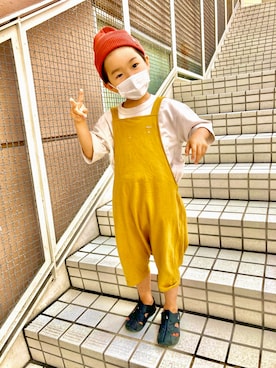 「アイテム（サンダル）」を使った、きなこさん（キッズ・110cm）の秋コーディネート