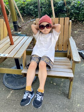 「ARCH & LINE（アーチアンドライン）のアイテム（パンツ）」を使った、きなこさん（キッズ・110cm）の秋コーディネート