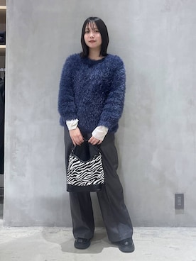 「LAKOLE（ラコレ）の裏起毛タックイージーパンツ / 591128（スラックス）」を使った、かのさん（レディース・160cm）の秋コーディネート