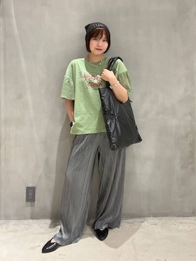 「LAKOLE（ラコレ）の袖メッシュアソートロゴT / 143177（Tシャツ/カットソー）」を使った、かのさん（レディース・160cm）の夏コーディネート