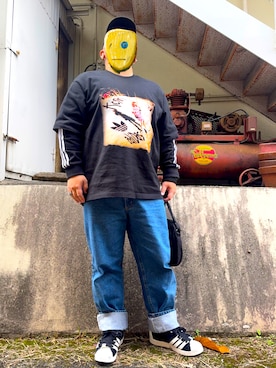 「アイテム（Tシャツ/カットソー）」を使った、MEKZさん（メンズ・170cm）の秋コーディネート