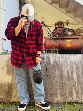 「アイテム（帽子）」を使った、MEKZさん（メンズ・170cm）の秋コーディネート