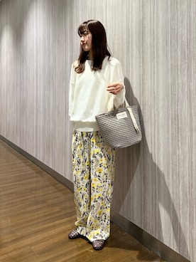 「URBAN RESEARCH DOORS（アーバンリサーチドアーズ）のコットンボートネックガーターKNIT（ニット/セーター、ホワイト系）」を使った、rihokoさん（レディース・159cm）の春コーディネート