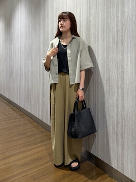 「URBAN RESEARCH DOORS（アーバンリサーチドアーズ）のFORK&SPOON　シアサッカーレギュラーカラーシャツ（シャツ/ブラウス、ベージュ系）」を使った、rihokoさん（レディース・159cm）の夏コーディネート