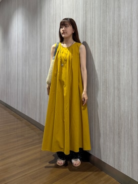 「URBAN RESEARCH DOORS（アーバンリサーチドアーズ）の『接触冷感/吸水速乾』ドットドライタッチリラックスパンツ（その他パンツ、ブラック系）」を使った、rihokoさん（レディース・159cm）の夏コーディネート