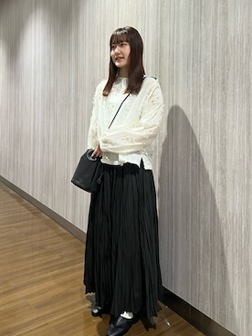 「URBAN RESEARCH DOORS（アーバンリサーチドアーズ）の立体刺繍ブラウス（シャツ/ブラウス、ホワイト系）」を使った、rihokoさん（レディース・159cm）の春コーディネート