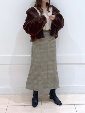 「ファーコート」｜okamu🍦骨格ストレートさん（レディース・159cm）の夏コーディネート