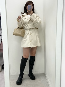 「one after another NICE CLAUP（ワンアフターアナザーナイスクラップ）のアイテム（トレンチコート）」を使った、okamu🍦骨格ストレートさん（レディース・160cm）の冬コーディネート