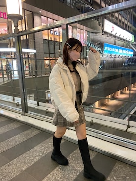 「one after another NICE CLAUP（ワンアフターアナザーナイスクラップ）の【フードの取り外し可能】マルチウェイエコダウンジャケット（ダウンジャケット/コート）」を使った、okamu🍦骨格ストレートさん（レディース・159cm）の冬コーディネート
