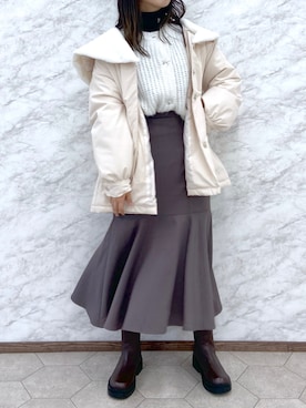 「one after another NICE CLAUP（ワンアフターアナザーナイスクラップ）のアイテム（ミリタリージャケット）」を使った、okamu🍦骨格ストレートさん（レディース・159cm）の冬コーディネート