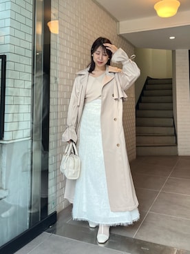 「one after another NICE CLAUP（ワンアフターアナザーナイスクラップ）のアイテム（トレンチコート）」を使った、okamu🍦骨格ストレートさん（レディース・160cm）の冬コーディネート
