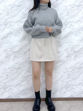 「one after another NICE CLAUP（ワンアフターアナザーナイスクラップ）の美シルエットなシンプルスカパン（その他パンツ）」を使った、okamu🍦骨格ストレートさん（レディース・159cm）の冬コーディネート