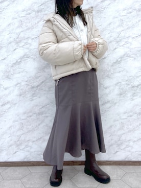 okamu🍦骨格ストレートさん（レディース・159cm）の冬コーディネート