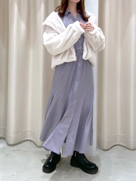 「one after another NICE CLAUP（ワンアフターアナザーナイスクラップ）のアイテム（シャツワンピース）」を使った、okamu🍦骨格ストレートさん（レディース・159cm）の秋コーディネート