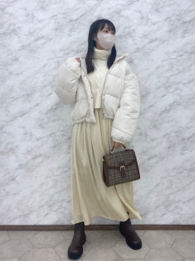 okamu🍦骨格ストレートさん（レディース・159cm）の冬コーディネート