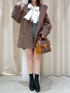 「ボウタイ」｜「アイテム（その他アウター）」を使った、okamu🍦骨格ストレートさん（レディース・159cm）の秋コーディネート