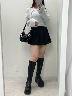 「one after another NICE CLAUP（ワンアフターアナザーナイスクラップ）のコサージュセット/スパンコールセーラーニット（ニット/セーター）」を使った、okamu🍦骨格ストレートさん（レディース・160cm）の秋コーディネート