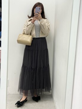 「one after another NICE CLAUP（ワンアフターアナザーナイスクラップ）のアイテム（ブルゾン）」を使った、okamu🍦骨格ストレートさん（レディース・160cm）の春コーディネート