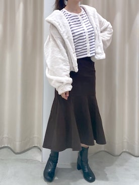 「ファーコート」｜okamu🍦骨格ストレートさん（レディース・159cm）の秋コーディネート