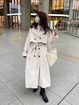 「トレンチ」｜okamu🍦骨格ストレートさん（レディース・159cm）の冬コーディネート