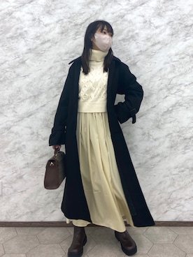 「ケーブルニット」｜okamu🍦骨格ストレートさん（レディース・159cm）の冬コーディネート