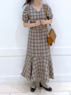 「チェックワンピース」｜okamu🍦骨格ストレートさん（レディース・159cm）の夏コーディネート