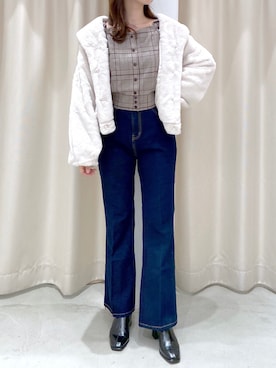 「ファーコート」｜okamu🍦骨格ストレートさん（レディース・159cm）の秋コーディネート
