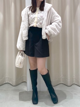 「ファーコート」｜okamu🍦骨格ストレートさん（レディース・159cm）の秋コーディネート