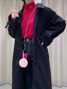 「ハイネックトップス」｜「アイテム（ステンカラーコート）」を使った、okamu🍦骨格ストレートさん（レディース・159cm）の秋コーディネート