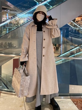 「キャミワンピ」｜「アイテム（ステンカラーコート）」を使った、okamu🍦骨格ストレートさん（レディース・159cm）の秋コーディネート
