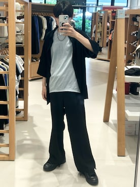 「TAKEO KIKUCHI（タケオキクチ）のアイテム」を使った、府川広登さん（メンズ・172cm）の夏コーディネート