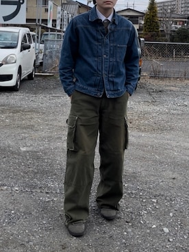 「デニムっていいよね」｜「アイテム（ジャケット/アウター）」を使った、satoさん（メンズ・170cm）の冬コーディネート