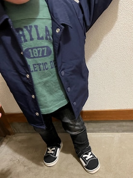 「petit main（プティマイン）のアイテム（スウェット）」を使った、Rintaro~さん（キッズ・90cm）の春コーディネート