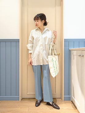 ストライプオーバーシャツLS 262436を使った人気ファッション