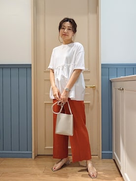 「白Tシャツ」｜ayaさん（レディース・161cm・30代）の夏コーディネート