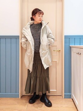 「若見え」｜「アイテム（ダウンジャケット/コート）」を使った、ayaさん（レディース・161cm）の秋コーディネート