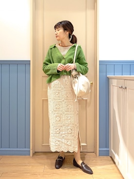 「アイテム（カーディガン/ボレロ）」を使った、ayaさん（レディース・161cm・30代）の春コーディネート