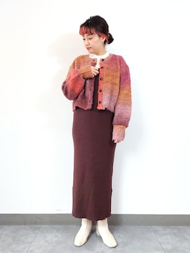 「ニットワンピース」｜ayaさん（レディース・161cm）の冬コーディネート
