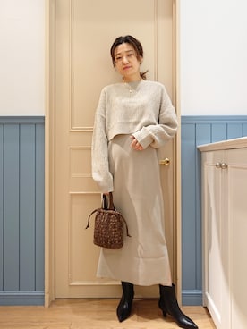 「ニットワンピース」｜ayaさん（レディース・161cm）の秋コーディネート