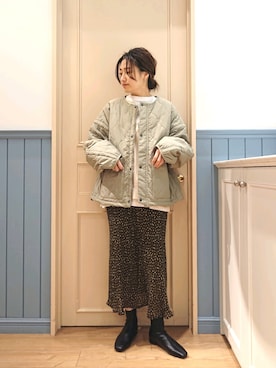 「LOWRYS FARM（ローリーズファーム）のヒョウガラフレアスカート　217197（スカート）」を使った、ayaさん（レディース・161cm）の秋コーディネート
