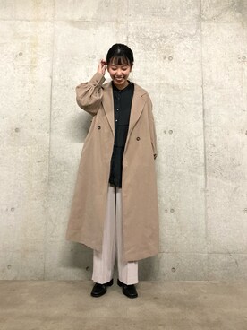 「チュニック」｜「アイテム（トレンチコート）」を使った、おりなさん（レディース・158cm）の秋コーディネート