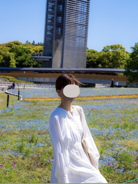 「chocomee（チョコミー）のアイテム（トートバッグ）」を使った、yuriさん（レディース・157cm）の夏コーディネート