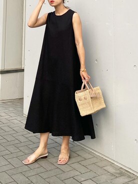 「SEA（シー）のアイテム（かごバッグ）」を使った、mikaさん（レディース・157cm）の夏コーディネート