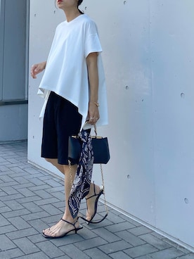 「バミューダパンツ」｜「アイテム（財布/小物）」を使った、mikaさん（レディース・157cm）の夏コーディネート