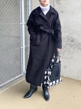 「JUNOAH（ジュノア）のアイテム（その他アウター）」を使った、mikaさん（レディース・157cm）の冬コーディネート