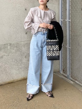 「JUNOAH」｜「アイテム（パンツ）」を使った、mikaさん（レディース・157cm）の春コーディネート
