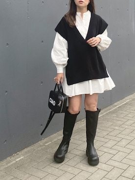 「michino（ミチノ）のアイテム」を使った、mikaさん（レディース・157cm）の春コーディネート