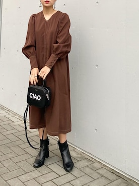 「michino（ミチノ）のアイテム」を使った、mikaさん（レディース・157cm）の冬コーディネート