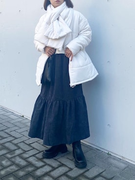 「フリンジバッグ」｜「アイテム（ジャケット/アウター）」を使った、mikaさん（レディース・157cm）の秋コーディネート