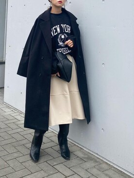 「ダブルボタン」｜「アイテム（ブーツ）」を使った、mikaさん（レディース・157cm）の秋コーディネート